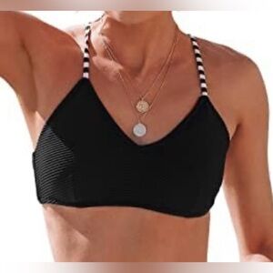 NWT Cupshe Striped Black Bikini Top
